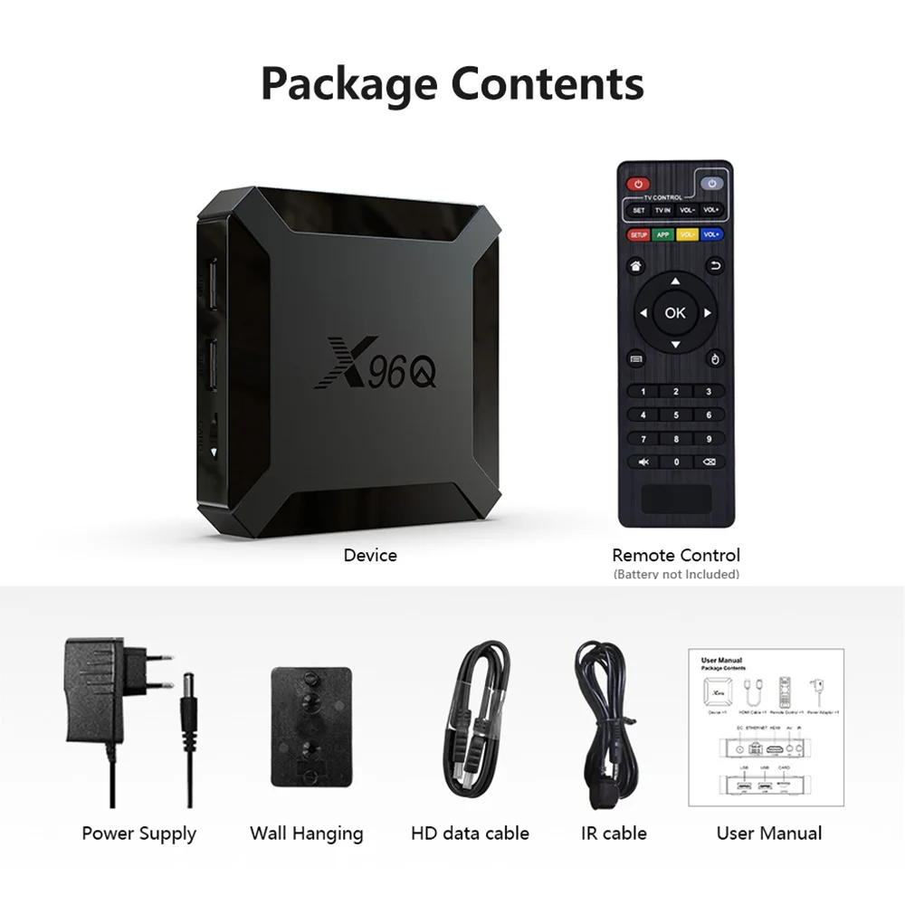 Xgody Smart TV BOX Android 10.0 X96Q 4K HDMI 2.0A 2.4G Wifi Allwinner H313 Quad Core 1G 8G 2GB 16GB Media Player Set Top Box EU |