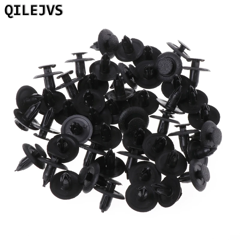 50 Pcs Black Car Door Fender Trunk Fastener Panel Clips Rivet 6mm Hole For Mazd | Автомобили и мотоциклы