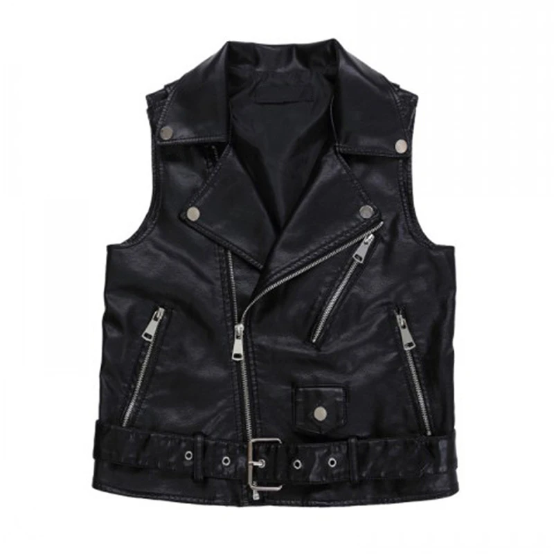 

New Spring Autumn Black PU Leather Waistcoat Women Motorcycle Vest Coat Sleeveless Vests Large Size 2XL