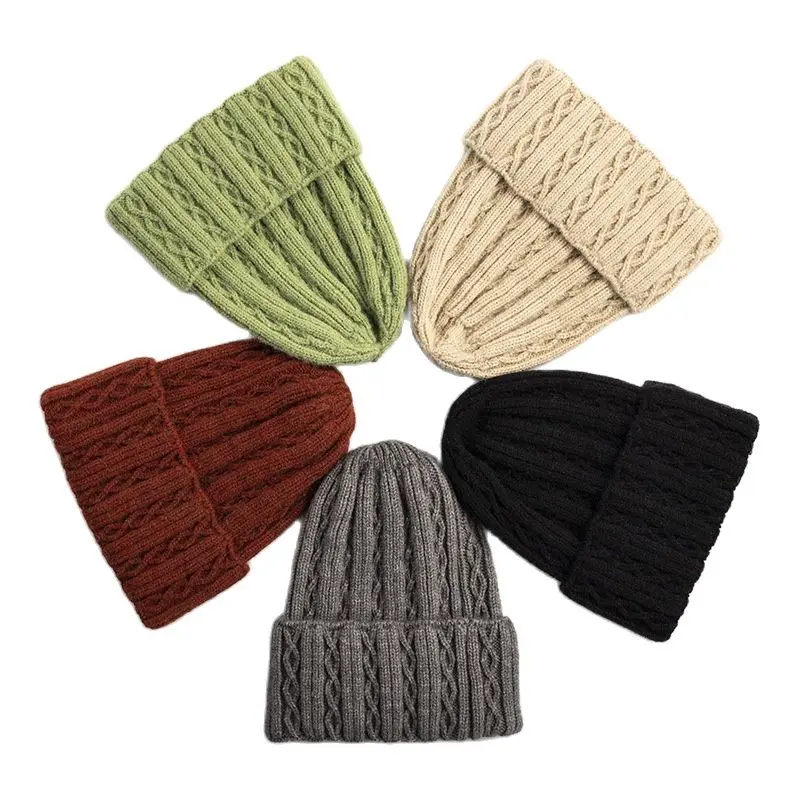 

Unisex Winter Hat Women and Men Thick Woolen Knitted Cap Male and Female Outdoor Skiing Casual Fashion All-Match Hedging Cap