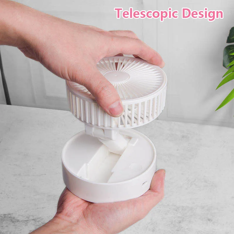 Складной телескопический вентилятор USB перезаряжаемый портативный компактный