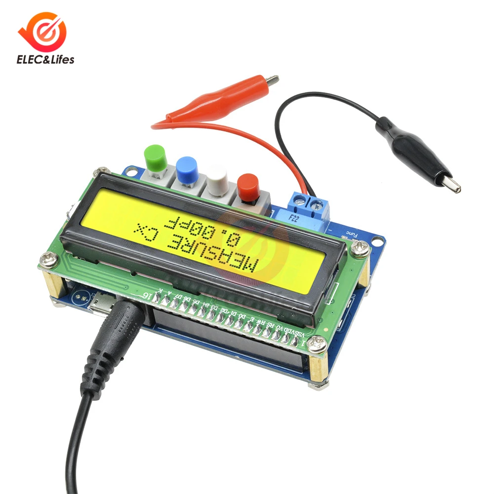 LCD Backlight Digital Capacitance meter Capacitor inductance TESTER LC100-A Meter 1pF-100mF 1uH-100H + Crocodile Clip Test wire |