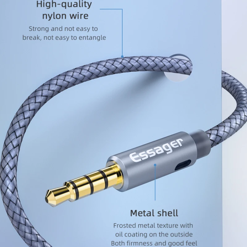 Essager Audio сплиттер для наушников Aux кабель 3 5 мм разъем штырь-двойной гнездо Mic Y