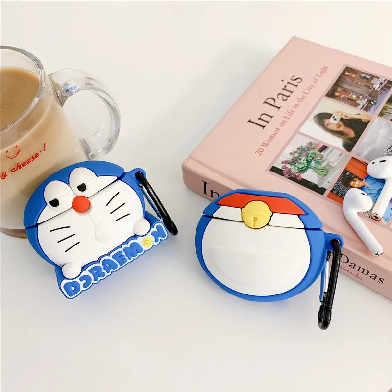 3D милые японские Мультяшные Doraemon корпусы гарнитурные для Apple Airpods 1/2 Милые силиконовые ударопрочный наушник крышка аксессуары