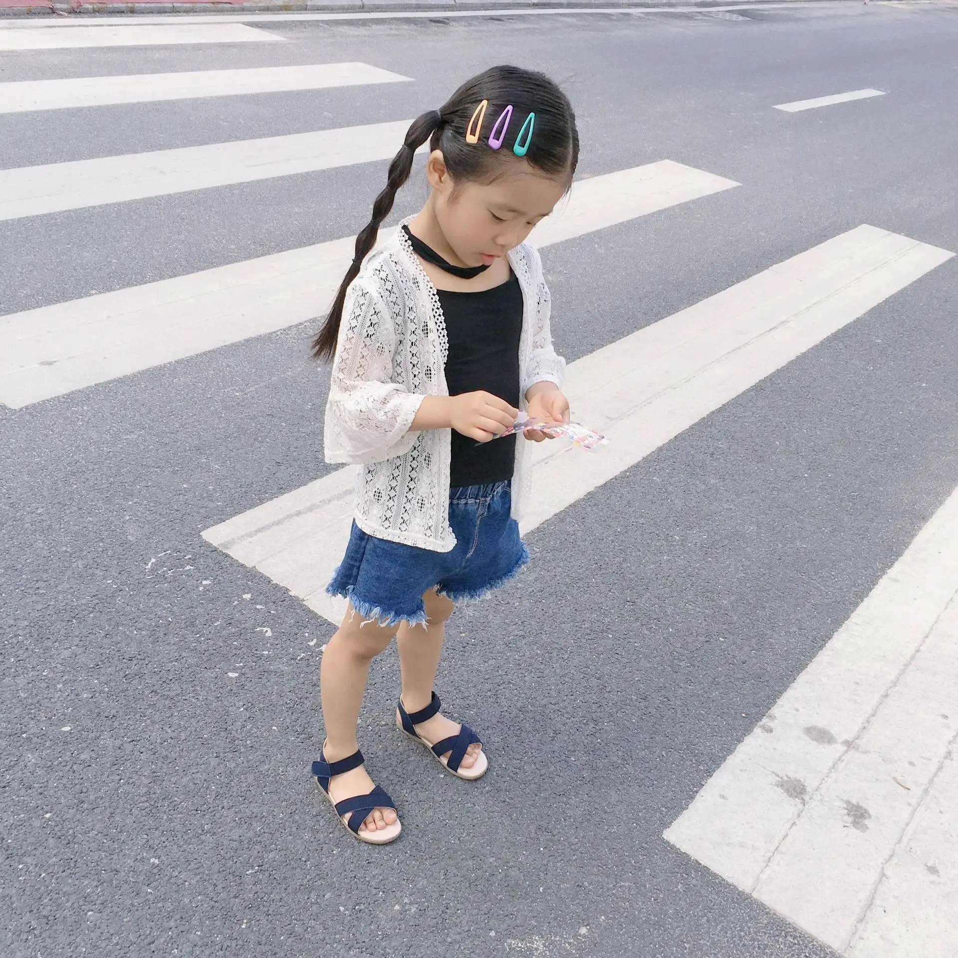 2022 Summer Girls Cardigans Fashion Jacket Kids White Girl Coat for 2 4 6 8 10 Years Old Outcoat Shawl Clothing OKC195121 |