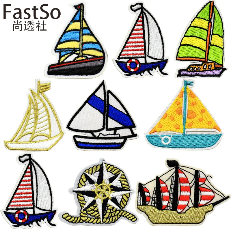 Пиратский парусник полоски на одежде декоративный логотип утюжок мультяшных