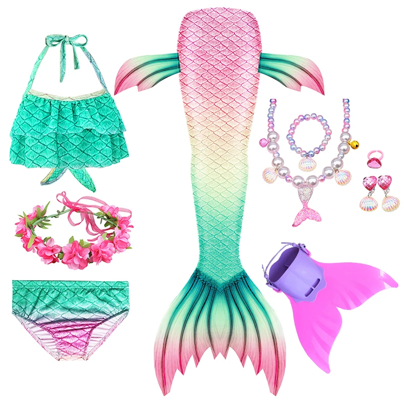 party dress mermaid tail swimsuit beach bikini mermaid costume cosplay halloween party girls dress birthday gifts free global shipping