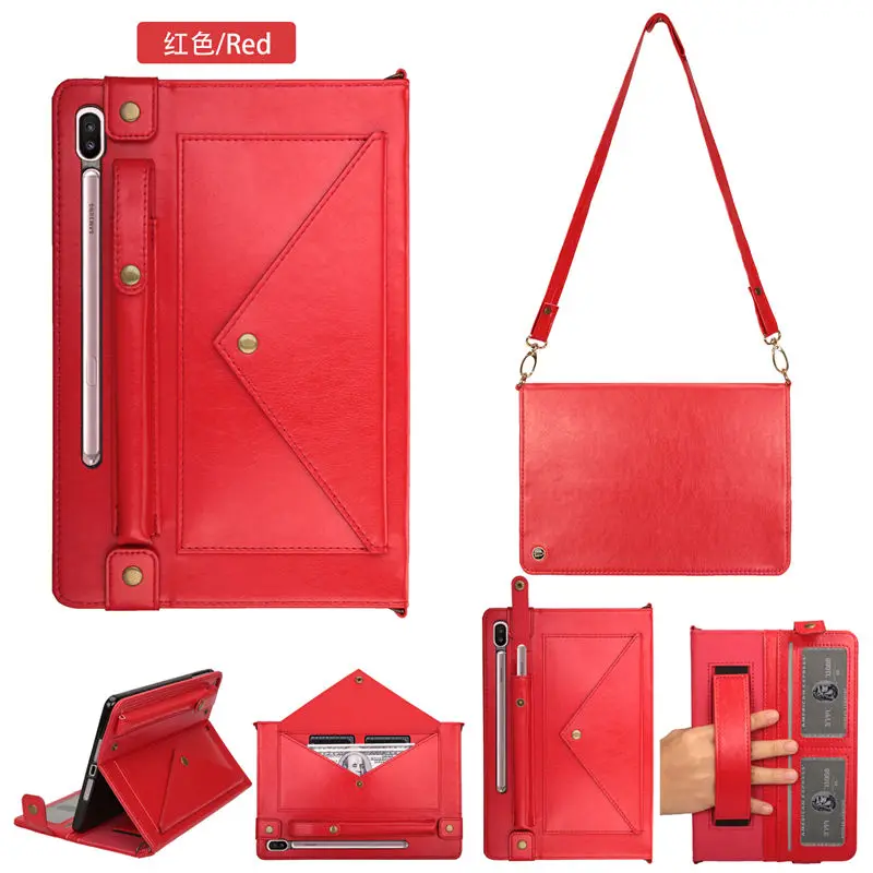 Red Чехол-конверт для Samsung Galaxy Tab S6 10,5 SM-T860 SM-T865 T860 10," чехол Funda с держателем для карандашей+ подарок - Цвет: Red