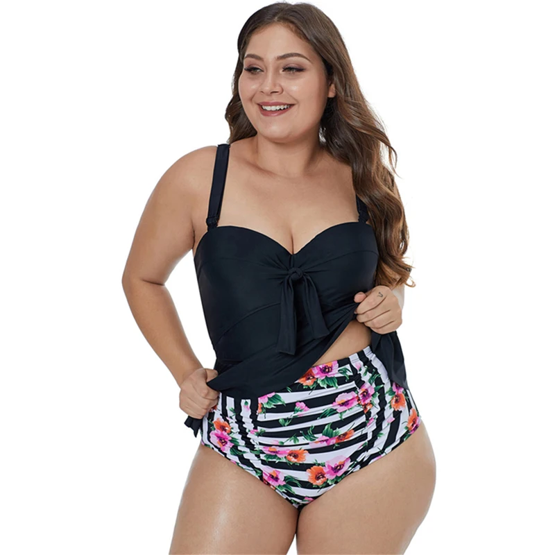 Plus Size Women’s Two Piece Swimsuit 2020 Black Tankini Swimwear Large Swimsuits Bikini Swimdress Swim Suit | Спорт и развлечения