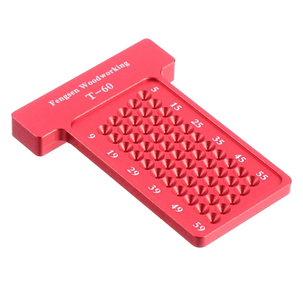 

T Type Woodworking Scriber Woodworker Hole Positioning Gauge for Carpenter (Red)