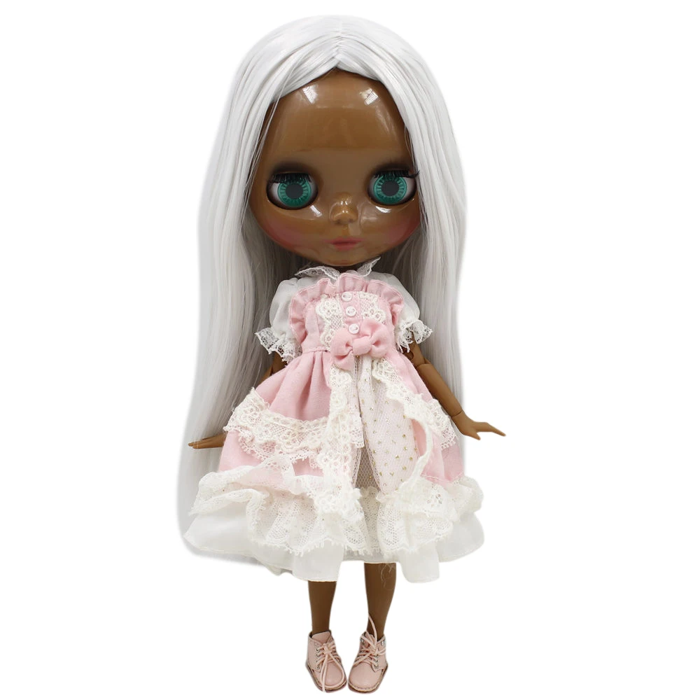 Кукла Blyth ICY DBS № BL1003 серые волосы суставы тела супер черная кожа 1/6 шарнирная
