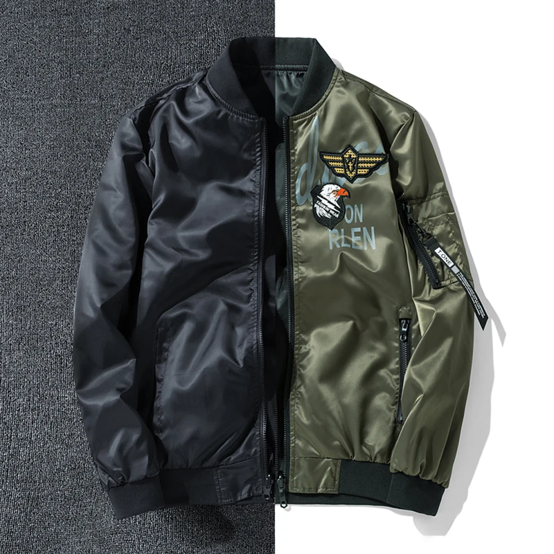 Мужская куртка 2019 пилот Зеленый Дуплекс мужская Тонкая воздушная сила ветровка