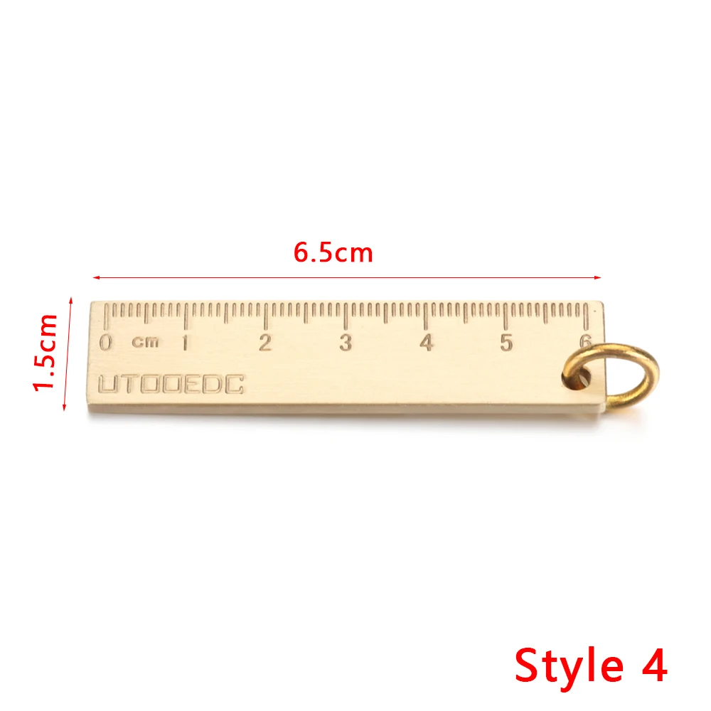 Creative Portable Brass Keychain Portable Unique DIY Craft Tools Whistle Ruler Key Ring Pendant Jewelry Keychain Accessories - Цвет: 4