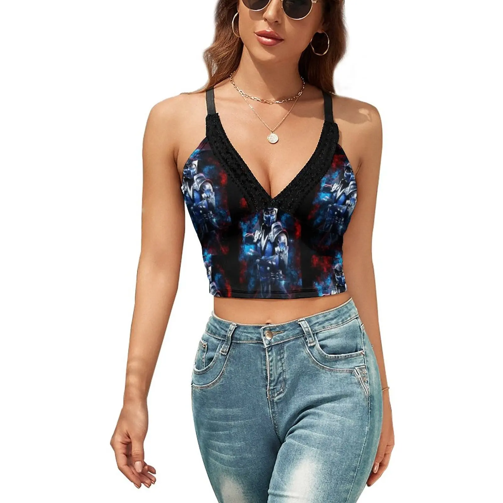 

Sub Zero Tank Top Strap Print Trendy Camisole Festival Girls Hot Crop Top
