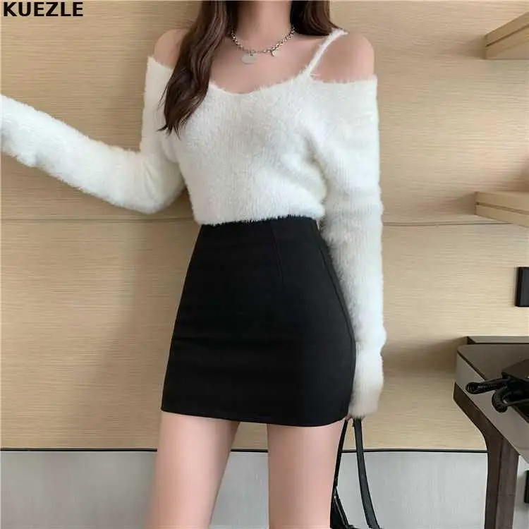

2021 S-L new Women skirt Solid 3 Color Pencil Skirt Female Autumn Winter High Waist Bodycon Vintage Split Thick Stretchy Skirts