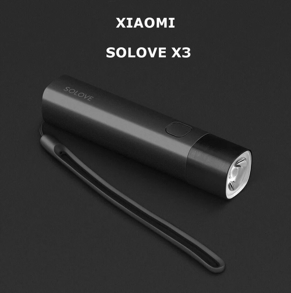 Xiaomi Mijia Solove X3 Перезаряжаемый USB Яркий EDC фонарик 3000 мАч Внешний аккумулятор портативный мини светодиодный фонарь для наружного велосипеда