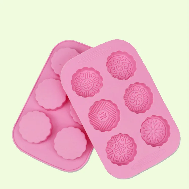 3D Round 6-Cavity Silicone Soap Mold Cake Making Tools Lotion Bars Mold Chocolate Mold Soap Form