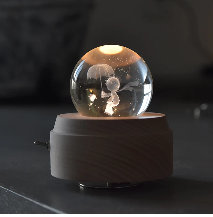 

Маленький принц, Музыкальная шкатулка с хрустальным небом и городом, маленький ночник, милый креативный подарок для мальчиков 61