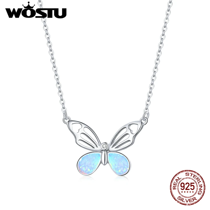 

Wostu Necklaces 100% Original 925 Sterling Silver Butterfly Pendant For Women Simple Fine Brand Jewelry Gift DAN216