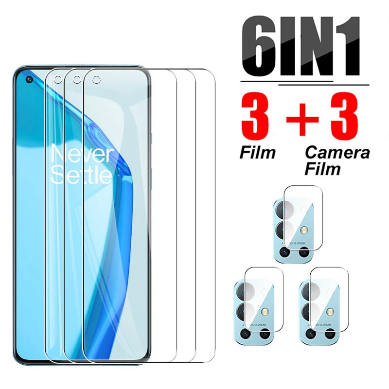 

6in1 Full cover Tempered Glass + Lens Camera Protective Glass For OnePlus 9R 9 8T 7T 7 6T 6 Screen Protector for 1+ One Plus 9 r
