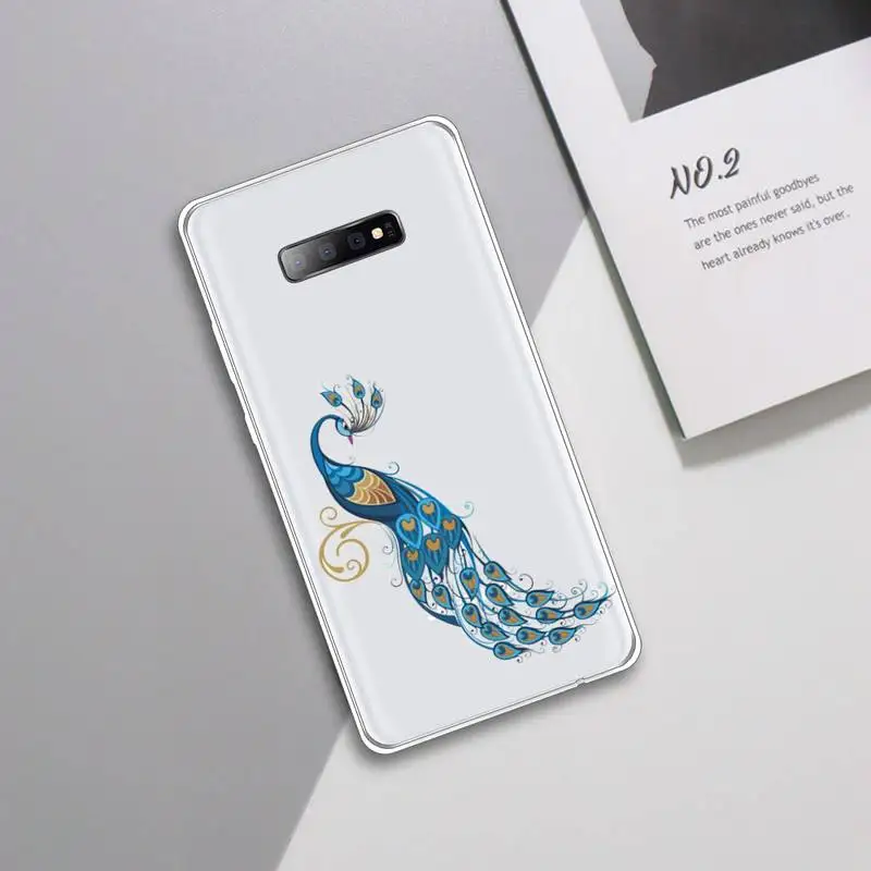 

Cartoon animal peacock Phone Case Transparent For Samsung Galaxy A 71 21s S note 8 9 10 plus 20 ultra