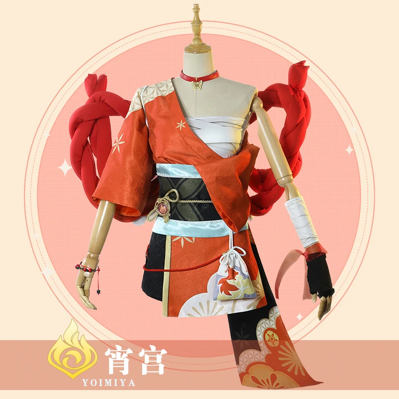 

Anime Genshin Impact Yoimiya Game Suit Daily Dress Kimono Battle Uniform Cosplay Costume Halloween Women Free Shipping 2021 New