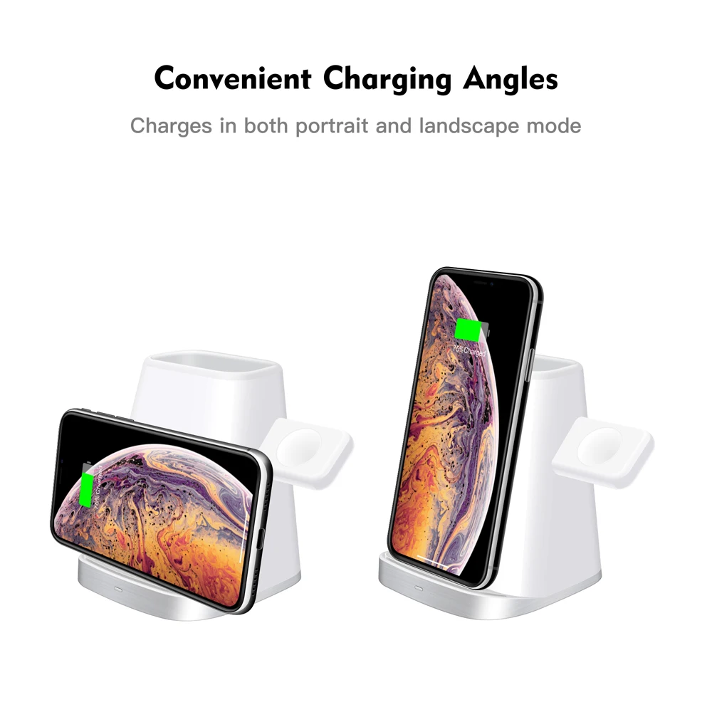 3 в 1 Qi Беспроводная зарядная док-станция для Apple Watch Airpods1 2 iPhone X XS XR Xs Max 8 8P 11 Pro Max, быстрый беспроводной зарядный блок