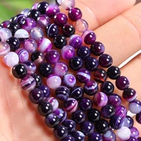 2021 natural beads loose spacer purple stripe agate bead for jewelry making