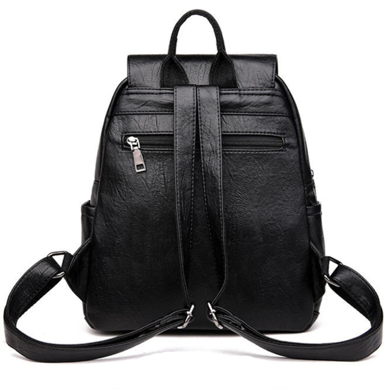 

Casual Backpack Female Brand Leather Women's backpack Large Capacity School Bag For Girls Double Zipper Leisure Shoulder Bags