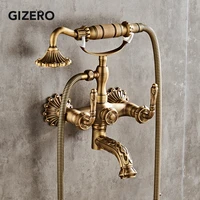 bathroom shower mixer solid brass antique retro style bathtub shower set with hand shower faucet wall mount shower faucet zr023