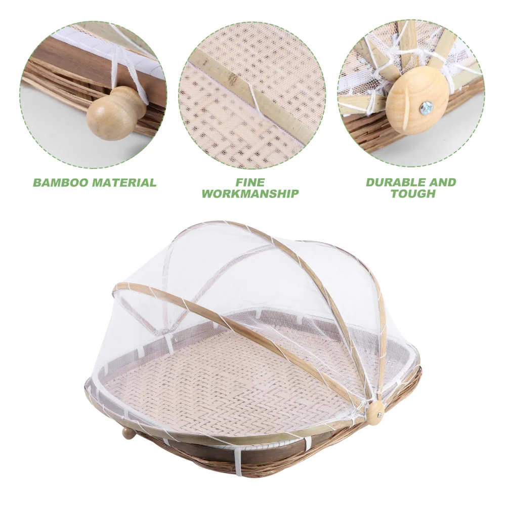 

3PCS Home Steamed Bun Basket Dustpan Multi-purpose Woven Basket Bamboo Sieve
