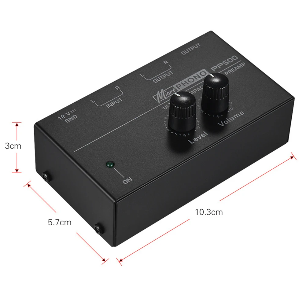 

PP500 Phono Preamp Preamplifier with Level Volume Controls RCA Input Output 1/4" TRS Output Interfaces for LP Vinyl Turntable