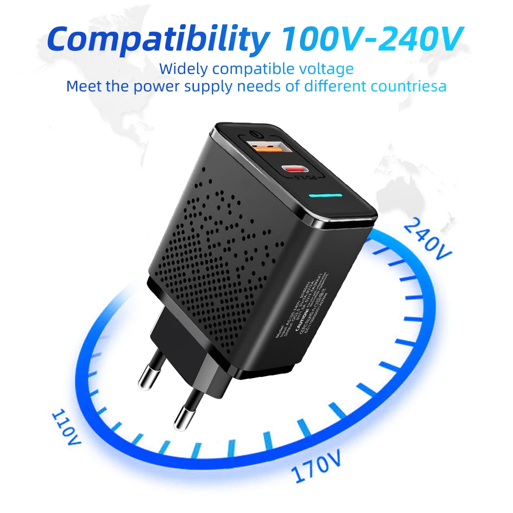 FONKEN Usb PD зарядное устройство Быстрая зарядка настенное 3 0 QC3.0 2 адаптер для samsung huawei