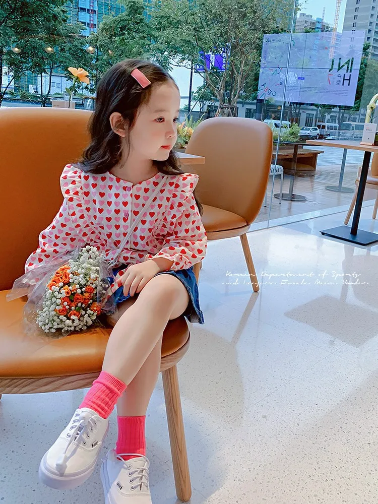 

Женская рубашка с принтом Love и джинсовая плиссированная юбка, костюм из двух предметов, одежда для Хэллоуина, детская одежда для Хэллоуина