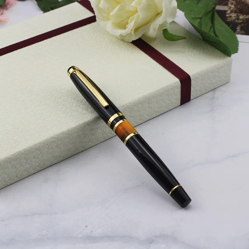 

High Quality Black Metal Cylindrical 0.5mm Fountain Pen Bullet Signing Pen Business Office Student Supplies