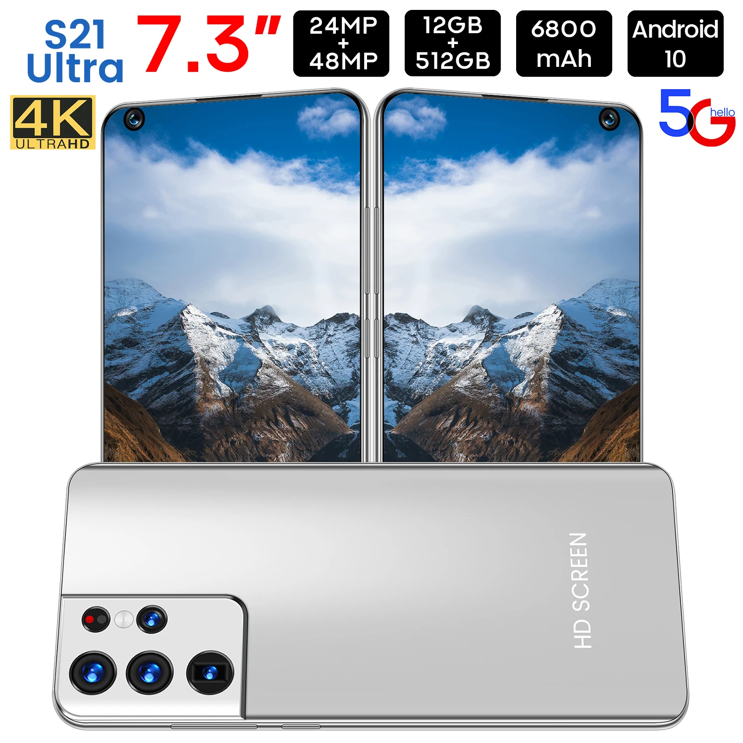 

Смартфон S21 Ultra глобальная версия, 7,3 дюйма, 6800 мА · ч, разблокировка 48 МП, 16 ГБ, 512 ГБ, сотовый телефон Android 10