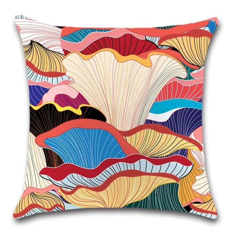 Цветная Цветочная волнистая полиэфирная Мягкая Наволочка размер 45x45 см