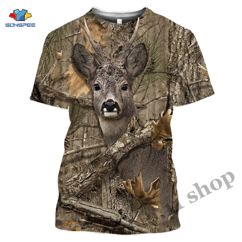 

SONSPEE Camo Hunting Animals Wild boar 3D T-shirt Summer Casual Men T shirts Fashion Streetwear Women Pullover Short Sleeve Tops