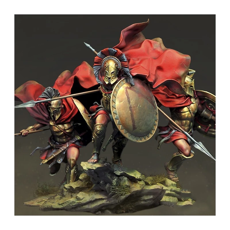 Figura de modelo de resina GK de 75mm, 3 figuras, espartano, kit sin montar y sin pintar-0