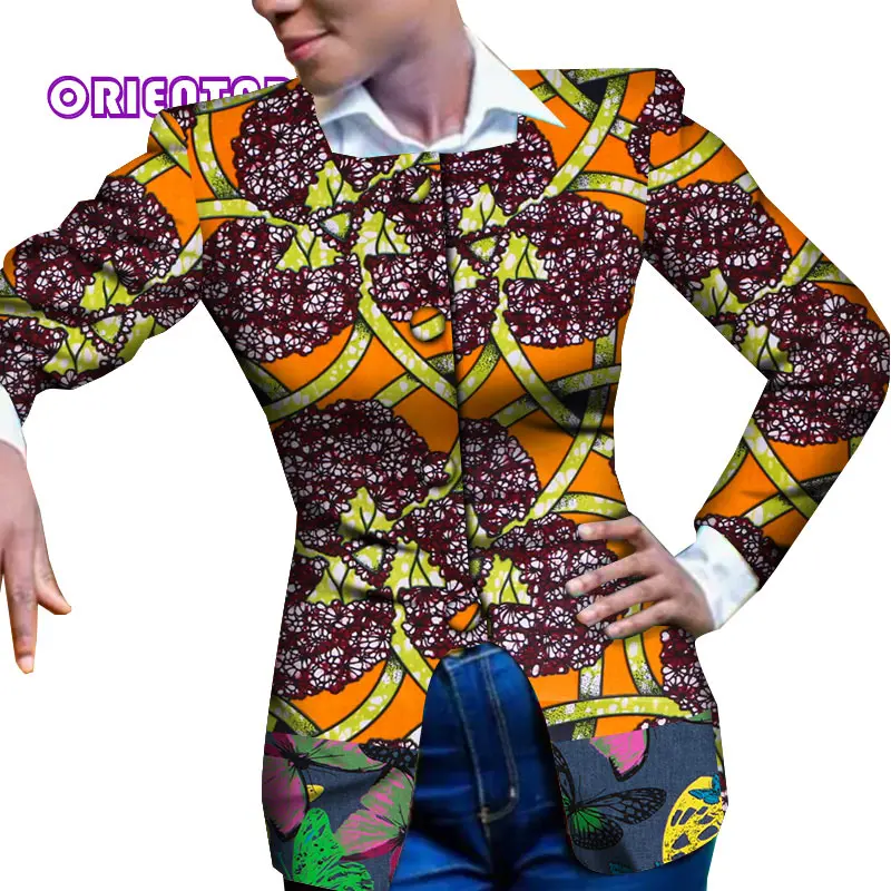 Африканское пальто с длинным рукавом для женщин африканский восковой принт