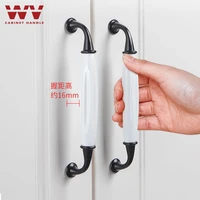 wv american solid white black ceramic handles modern cabinet wardrobe door handle cabinet classical black ceramic handle 720