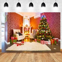 laeacco christmas tree interior socks carpet gifts birthday photo photography background photographic backdrop for photo studio