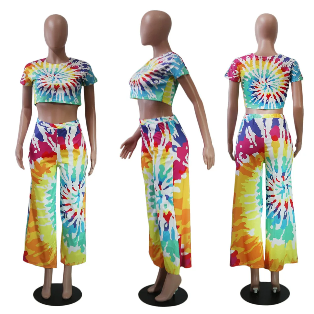 Женские летние комбинезоны наряд комплект из 2 предметов с радужным принтом и