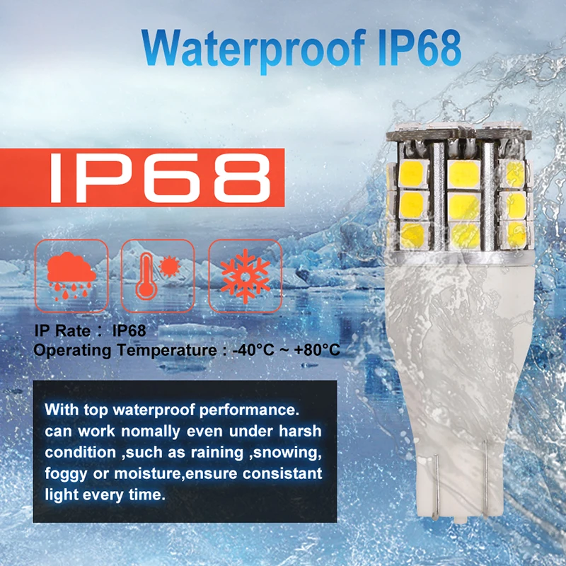 12V Чрезвычайно яркий T15 W16W 921 SMD белый Автомобильный светодиодный фонарь с защитой