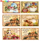 5D Diy алмазная живопись, кухонная картина, искусственная еда, слово, чашка, пейзаж, стразы, мозаика, домашний декор, подарок Zs266