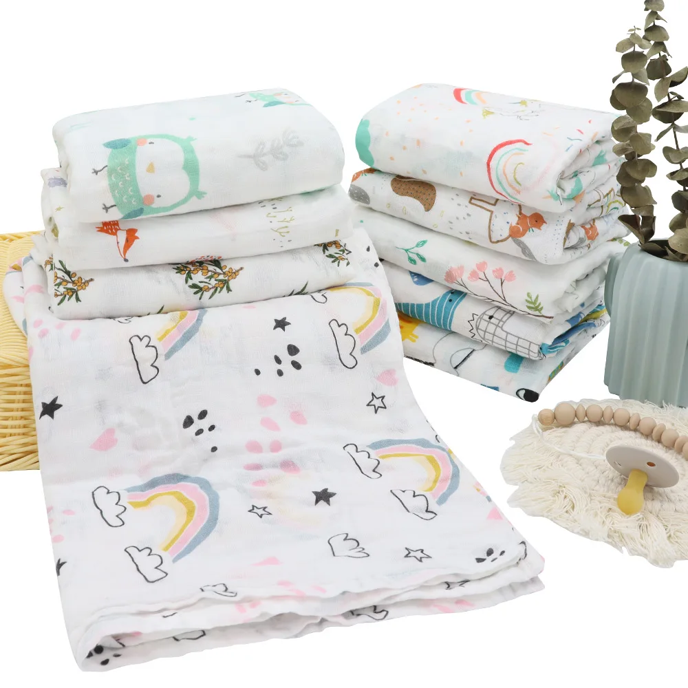 

Muslin 70% Bamboo Baby Blanket 120cm*110cm Soft Newborn Blankets Bath Gauze Infant Swaddle Wrap Sleepsack Kids Bedding Diaper