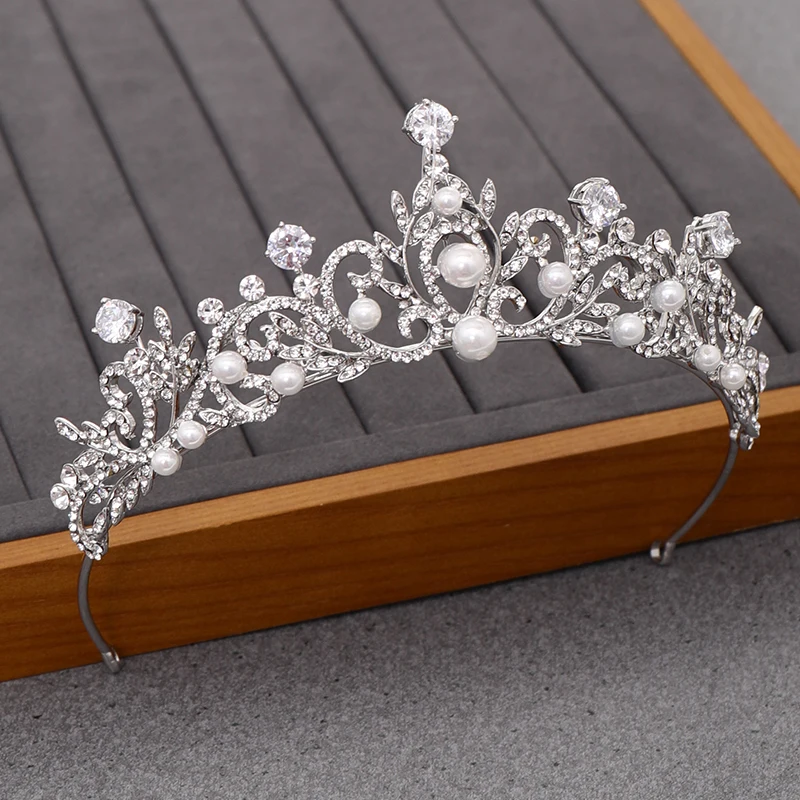 Свадебная тиара Корона для волос Свадебные аксессуары для волос свадебный кристалл, Стразы Корона принцесса тиары для девочек серебряные украшения для волос диадема