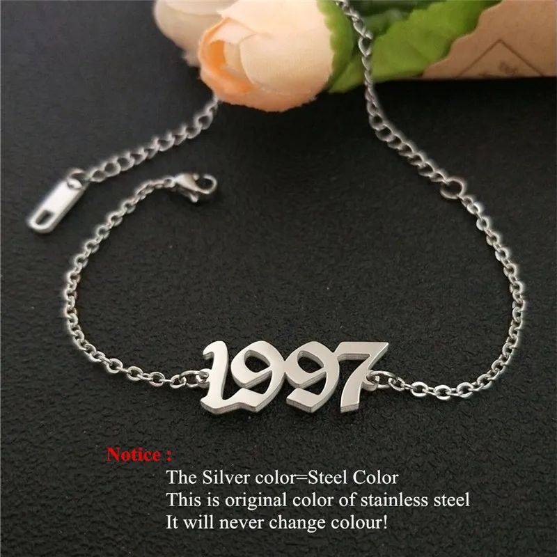 От 1991 до 2000, ножные браслеты для детей с датой рождения и цифрами в английском стиле, женский браслет BFF, ювелирные изделия, Tobilleras Pulsera Para Tobillo
