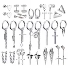 Серьги-гвоздики унисекс, из нержавеющей стали, с подвеской в виде креста, 1 пара