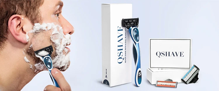 QSHAVE синий мужской ручной бритвенный триммер лезвие бритвы может обеспечить QSHAVE имя гравировкой услуги(1 шт. X3 лезвие, 1 шт. X5 лезвие